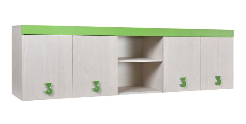 Kinderkamer - hangkast Luis 14, kleur: eik wit / groen - 58 x 205 x 42 cm (H x B x D)