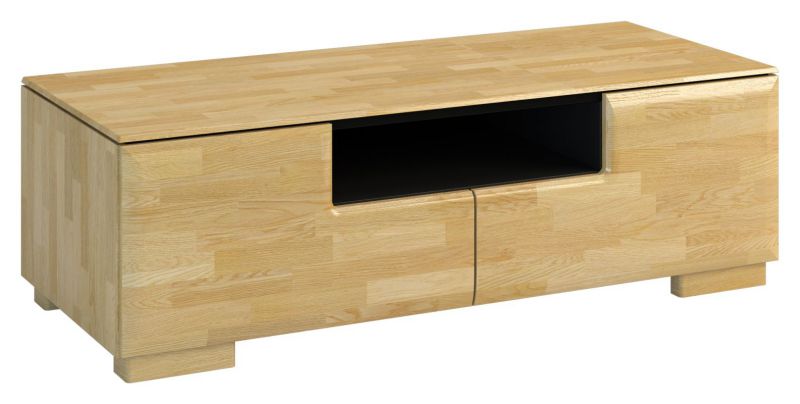 TV-meubel "Lipik" 11, kleur: eiken / zwart, deels massief - Afmetingen: 38 x 122 x 50 cm (H x B x D)