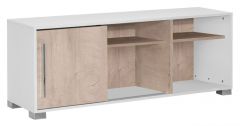 Sideboard kast  / dressoir Burgos 11, kleur: eik / wit - afmetingen: 57 x 146 x 45 cm (H x B x D)