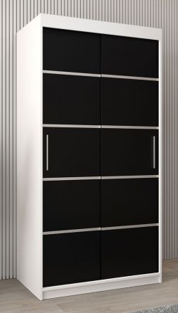 Schuifdeurkast / kledingkast Jan 01A, kleur: mat wit / Zwart - Afmetingen: 200 x 100 x 62 cm ( H x B x D)