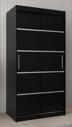 Schuifdeurkast / kledingkast Jan 01A, kleur: Zwart - Afmetingen: 200 x 100 x 62 cm ( H x B x D)