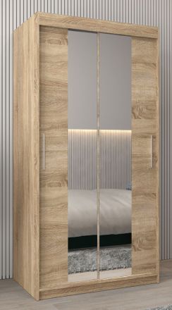 Schuifdeurkast / kledingkast Bisaurin 1B met spiegel, kleur: eik sonoma - afmetingen: 200 x 100 x 62 cm ( H x B x D)