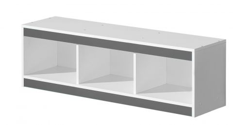 Kinderkamer - hangplank / wandrek Walter 10, kleur: wit / grijs hoogglans - 41 x 120 x 32 cm (h x b x d)