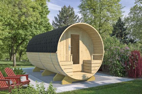 Sauna vat / buiten sauna Schlafkogel 07 - Afmetingen: 210 x 400 x 224 (B x D x H), grondoppervlakte: 8,4 m²