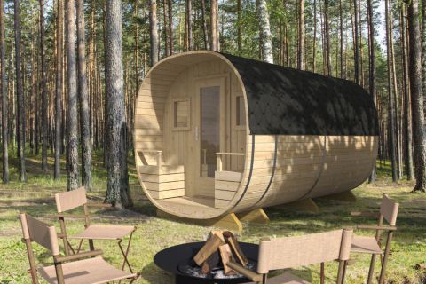 Sauna vat / buiten sauna Schlafkogel 09 - afmetingen: 240 x 400 x 248 (B x D x H), grondoppervlakte: 9,6 m²