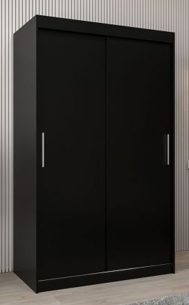 Schuifdeurkast / kledingkast Bisaurin 2A, kleur: Zwart - Afmetingen: 200 x 120 x 62 cm ( H x B x D)