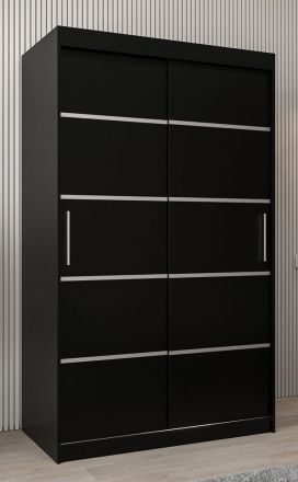 Schuifdeurkast / kledingkast Jan 02A, kleur: Zwart - Afmetingen: 200 x 120 x 62 cm ( H x B x D)