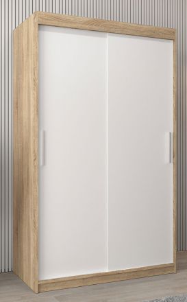 Schuifdeurkast / kledingkast Bisaurin 2A, kleur: sonoma eiken / mat wit - afmetingen: 200 x 120 x 62 cm ( H x B x D)