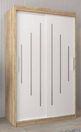 Schuifdeurkast / kledingkast Pilatus 02, kleur: Sonoma eiken / mat wit - afmetingen: 200 x 120 x 62 cm (H x B x D)