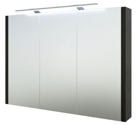 Badkamer - spiegelkast Bidar 23, kleur: zwart eiken - 65 x 90 x 12 cm (H x B x D)