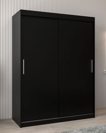 Schuifdeurkast / kledingkast Bisaurin 3A, kleur: Zwart - Afmetingen: 200 x 150 x 62 cm ( H x B x D)