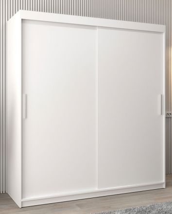 Schuifdeurkast / kledingkast Bisaurin 4A, kleur: mat wit - Afmetingen: 200 x 180 x 62 cm ( H x B x D)