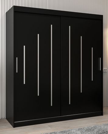Schuifdeurkast / kledingkast Pilatus 04, kleur: zwart - afmetingen: 200 x 180 x 62 cm (H x B x D)