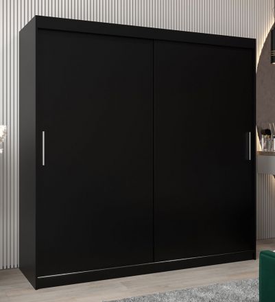 Schuifdeurkast / kledingkast Bisaurin 5A, kleur: Zwart - Afmetingen: 200 x 200 x 62 cm ( H x B x D)