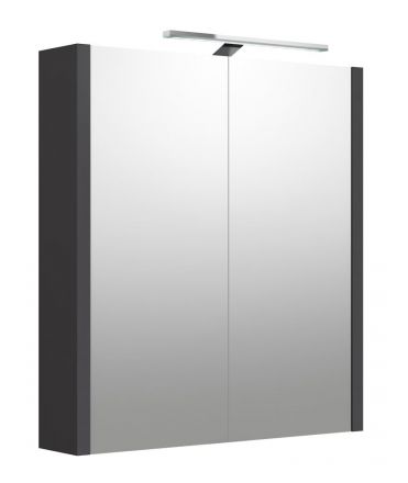 Badkamer - spiegelkast Malegaon 05, kleur: mat grijs - Afmetingen: 65 x 58 x 12 cm (H x B x D)