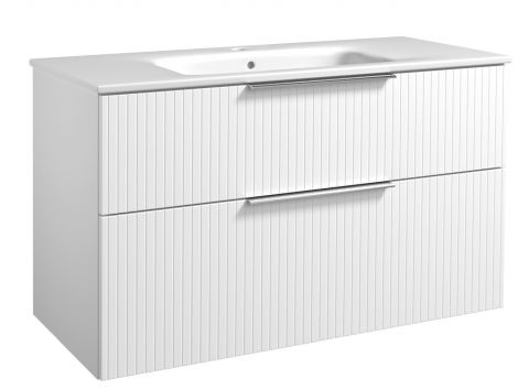 Wastafel meubel Bilaspur 05, kleur: mat wit - Afmetingen: 62 x 101 x 46 cm (H x B x D)