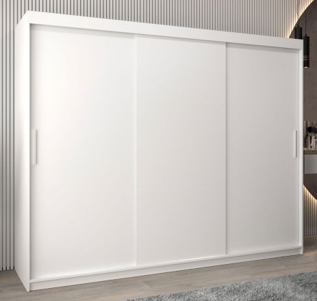 Schuifdeurkast / kledingkast Bisaurin 6A, kleur: mat wit - Afmetingen: 200 x 250 x 62 cm ( H x B x D)