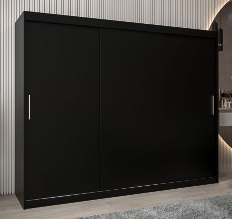 Schuifdeurkast / kledingkast Bisaurin 6A, kleur: Zwart - Afmetingen: 200 x 250 x 62 cm ( H x B x D)