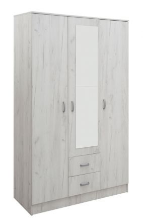 Draaideurkast / kledingkast Sidonia 02, kleur: eiken wit - 200 x 123 x 53 cm (H x B x D)