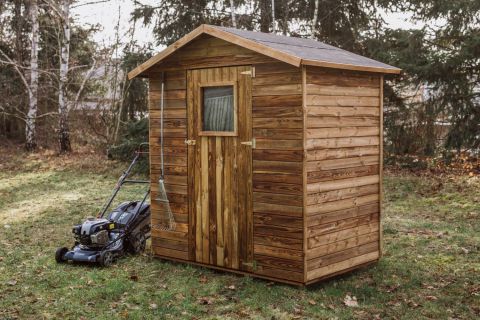 Hohenegg tuinhuisje, FSC®, druk geïmpregneerd bruin - buitenafmetingen met dak: 200 x 153 x 210 cm (L x B x H)