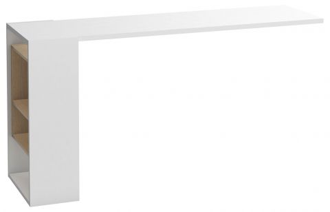 Bureau voor Minnea serie, kleur: wit / eiken - Afmetingen: 72 x 142 x 42 cm (H x B x D)