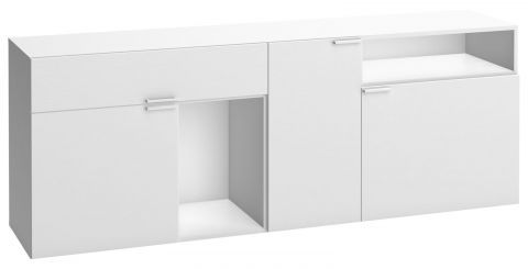 Kommode im modernen Design Minnea 21, mit drei Türen, Weiß, Maße: 69 x 187 x 42 cm, eine Schublade, acht Fächer, lange Lebensdauer