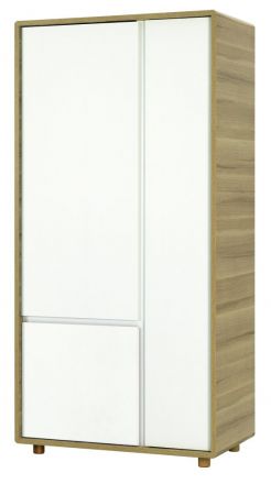 Draaideurkast / kledingkast Nalle 03, kleur: eiken / wit - Afmetingen: 185 x 90 x 53 cm (H x B x D)