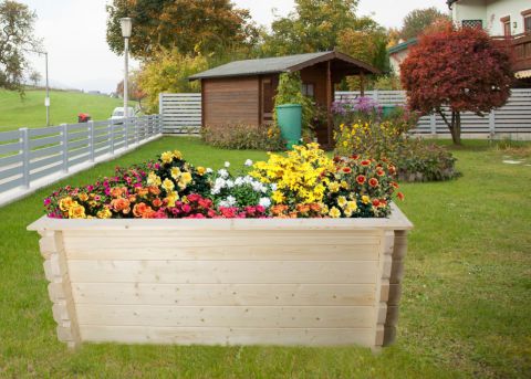 Verhoogd bed tuin Gartenfreude gemaakt van blokhutprofielplanken - basisafmeting: 198 x 98 cm, plankdikte: 44 mm