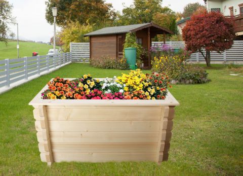 Verhoogd bed tuin Gartenfreude gemaakt van blokhutprofielplanken - basisafmeting: 148 x 98 cm, plankdikte: 44 mm