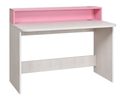Kinderkamer - bureau Luis 04, kleur: eik wit / roze - 93 x 120 x 60 cm (H x B x D)