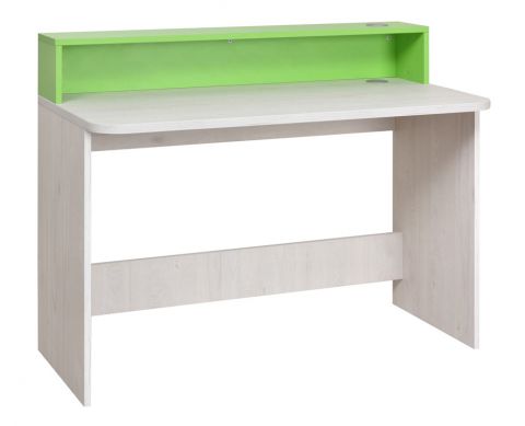 Kinderkamer - bureau Luis 04, kleur: eik wit / groen - 93 x 120 x 60 cm (H x B x D)
