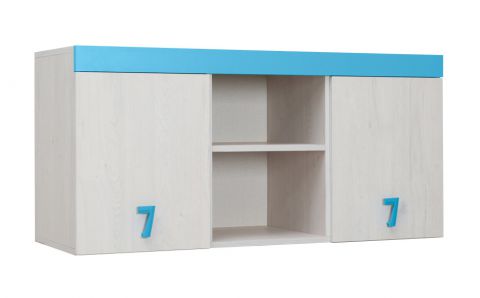 Kinderkamer - hangkast Luis 15, kleur: eiken wit / blauw - 58 x 120 x 42 cm (H x B x D)