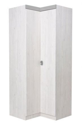 Kinderkamer - kledingkast / hoekkast Luis 22, kleur: eiken wit / grijs - 218 x 91/93 x 52 cm (H x B x D)