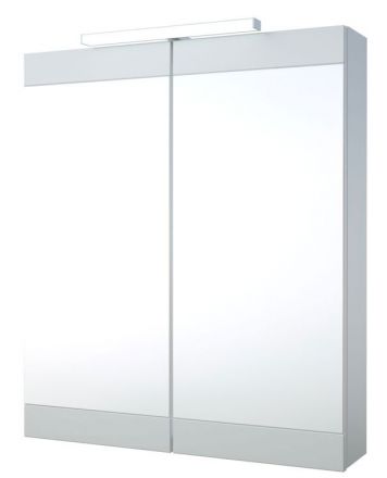 Badmeubel - spiegelkast Eluru 02, kleur: wit glanzend - 70 x 60 x 14 cm (H x B x D)
