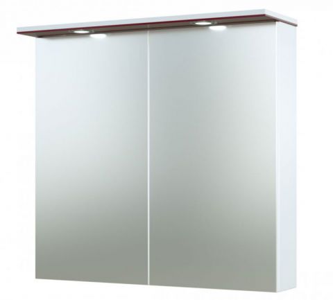 Badkamer - spiegelkast Bijapur 08, kleur: rood glanzend - 73 x 76 x 14 cm (H x B x D)