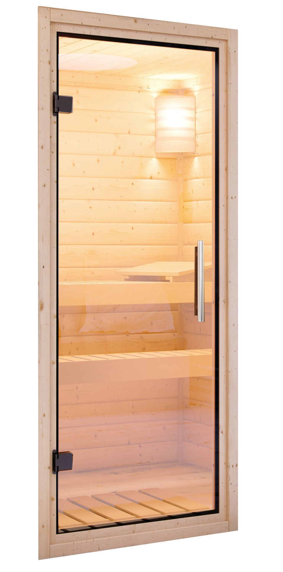 Deurpakket 68 mm sauna helder glas met roestvrij stalen beugelgreep 655 * 1750 mm