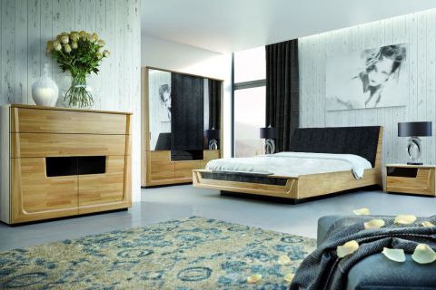 Slaapkamer compleet - Set J Topusko, 5-delig, deels massief, kleur: eiken / zwart