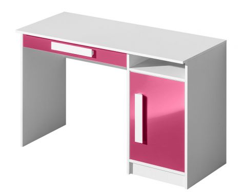 Kinderkamer - bureau Walter 09, kleur: wit / roze hoogglans - 80 x 120 x 50 cm (h x b x d)