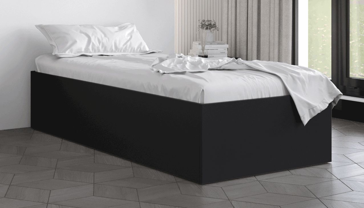 Elegant eenpersoonsbed Dufourspitze 03, kleur: zwart - ligvlak 90 x 200 cm (b x l)