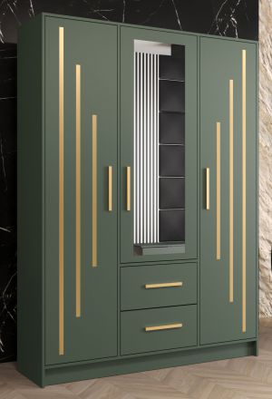 Kledingkast met modern design en voldoende opbergruimte Similaun 42, kleur: groen - afmetingen: 202 x 153 x 40 cm (H x B x D), met 10 vakken en twee laden