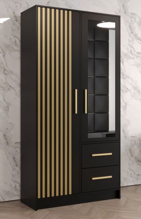 Design kledingkast Similaun 56, kleur: mat zwart - afmetingen: 202 x 103 x 40 cm (H x B x D), met voldoende opbergruimte