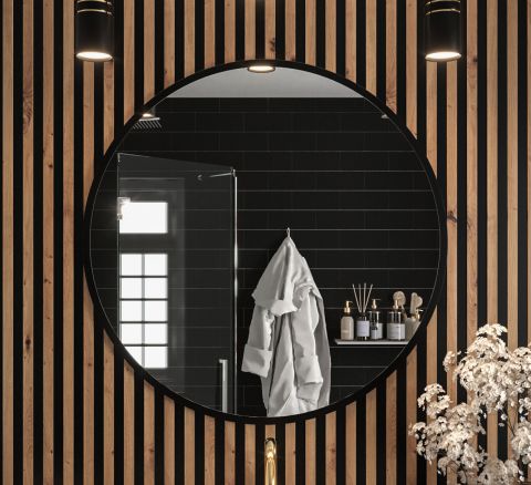 Spiegel in modern design Bernina 03, kleur: mat zwart - afmetingen: 70 x 70 cm (H x B)
