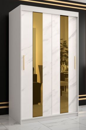 Kledingkast met elegant design Hochfeiler 07, kleur: wit / wit marmer - afmetingen: 200 x 120 x 62 cm (H x B x D), met voldoende opbergruimte