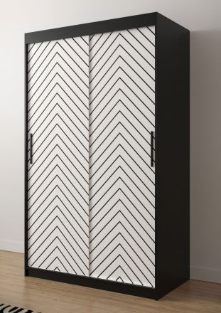 Kledingkast met elegant design Mulhacen 48, kleur: mat zwart / mat zwart - afmetingen: 200 x 150 x 62 cm (H x B x D), met vijf vakken