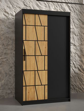 moderne kledingkast Olperer 01, kleur: mat zwart - afmetingen: 200 x 100 x 62 cm (H x B x D), met vijf vakken