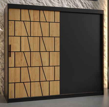 Kledingkast met stijlvol patroon Olperer 05, kleur: mat zwart - afmetingen: 200 x 200 x 62 cm (H x B x D)