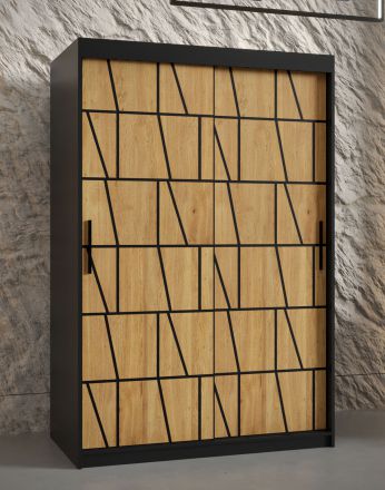 elegante kledingkast Olperer 08, kleur: mat zwart - afmetingen: 200 x 120 x 62 cm (H x B x D), met stijlvolle voorkant