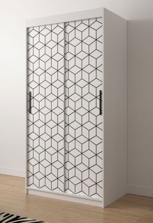 bijzondere kledingkast Dom 40, kleur: mat wit - afmetingen: 200 x 100 x 62 cm (H x B x D), met stijlvol patroon