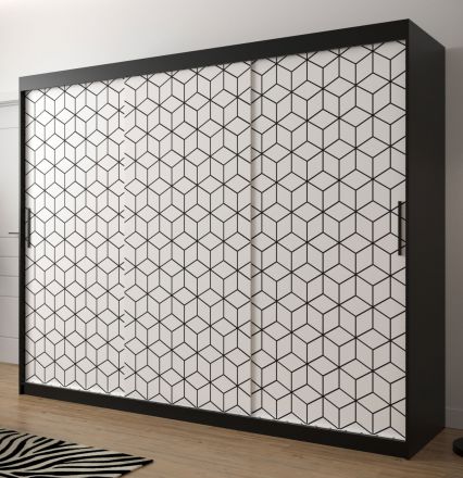 elegante kledingkast met voldoende opbergruimte Dom 72, kleur: mat zwart / mat wit - afmetingen: