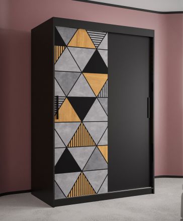 moderne kledingkast Strahlhorn 02, kleur: mat zwart - afmetingen: 200 x 120 x 62 cm (H x B x D), met vijf vakken